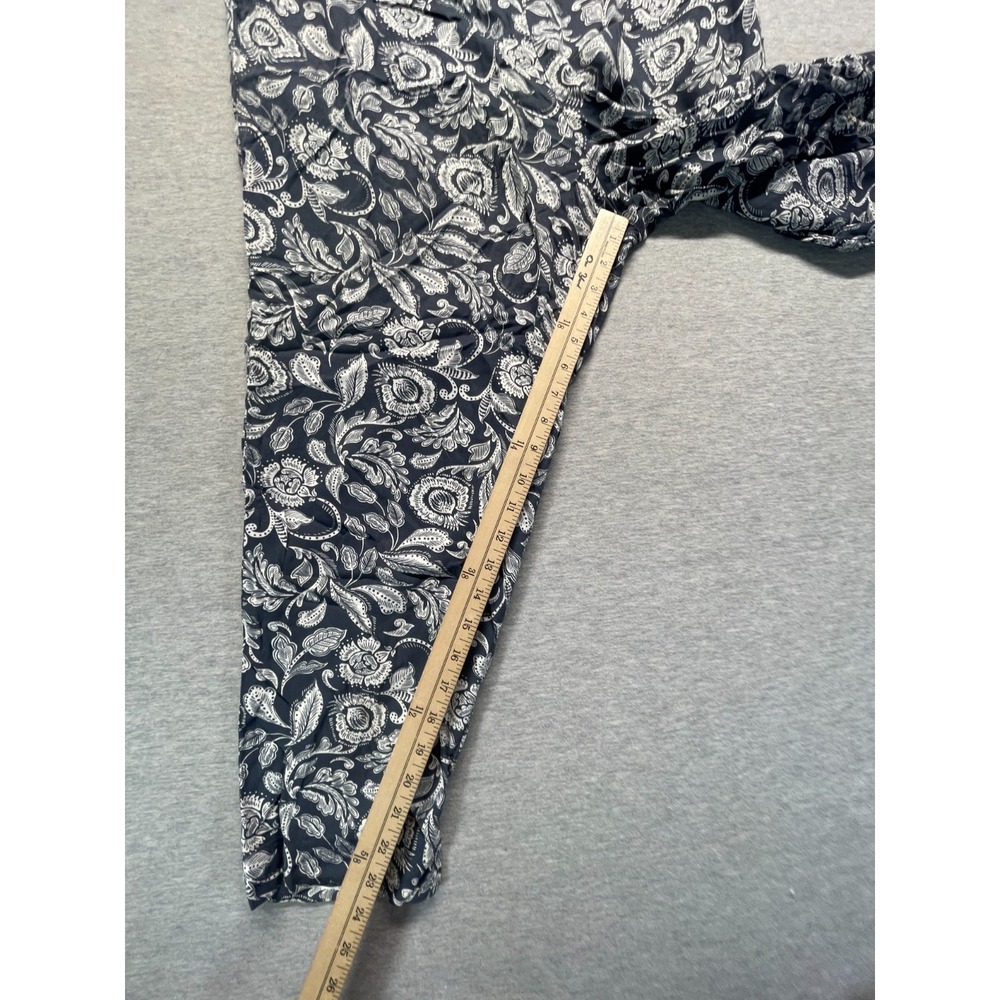 Jessica Simpson Pull On Crop Pants Womens Large Blue White Paisley Floral Print - Picture 9 of 11